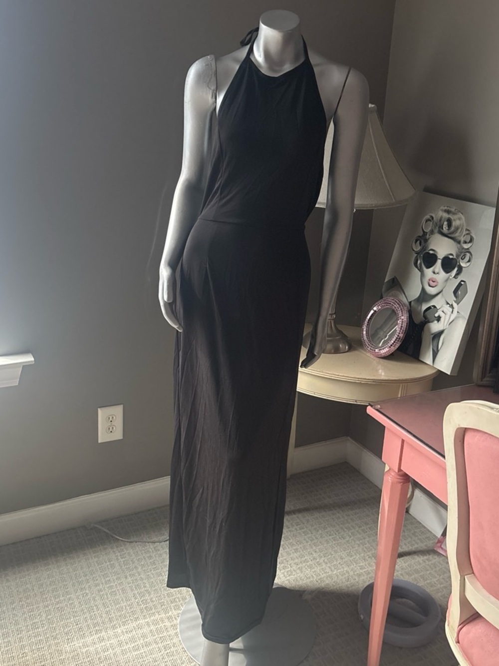 Classic Black Halter Maxi Dress - Women's Elegant Evening Dress